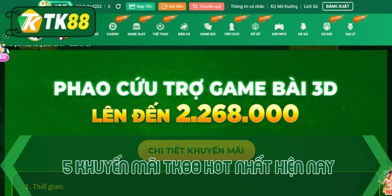 5 khuyến mãi TK88 mới ra mắt tháng 9/2026 tham gia ngay