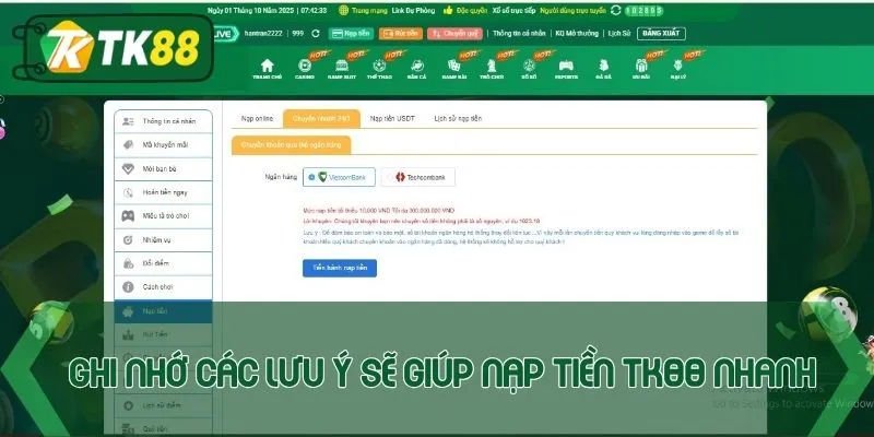 Nạp Tiền TK88 - Hướng Dẫn Chi Tiết Từ A Đến Z Cách Thực Hiện